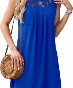 Royal Blue Lace Crewneck Sundress RI42