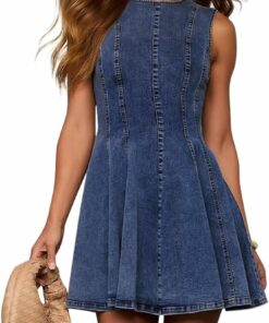 Slim Fit A-Line Tank Jean Dress RI18