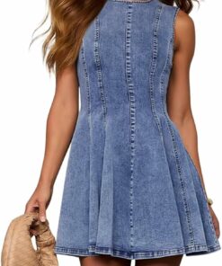 Trendy Babydoll Tank Jean Dress RI19