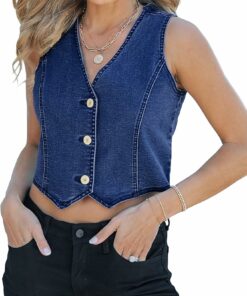 Women Crop Denim Vest RI27