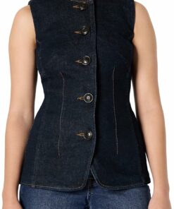 Women's Regular-Fit Button-Down Denim Vest RI26