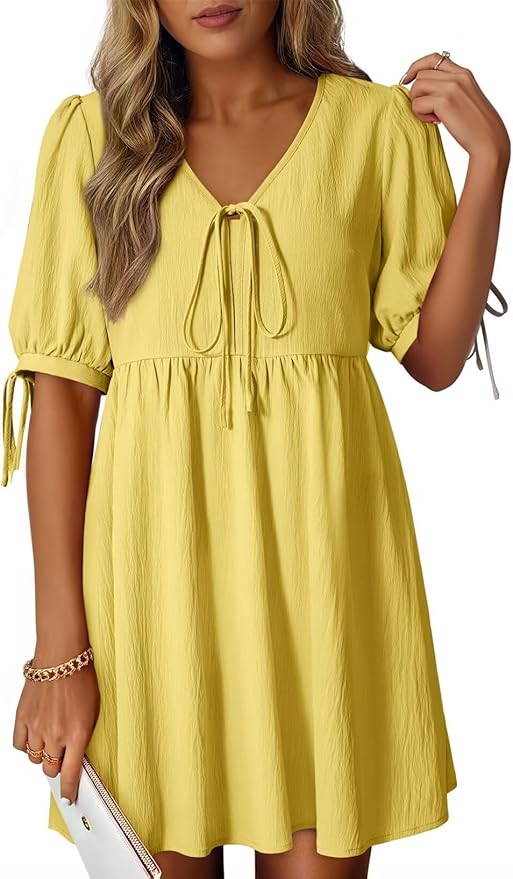 Yellow A-Line Mini Dress RI43
