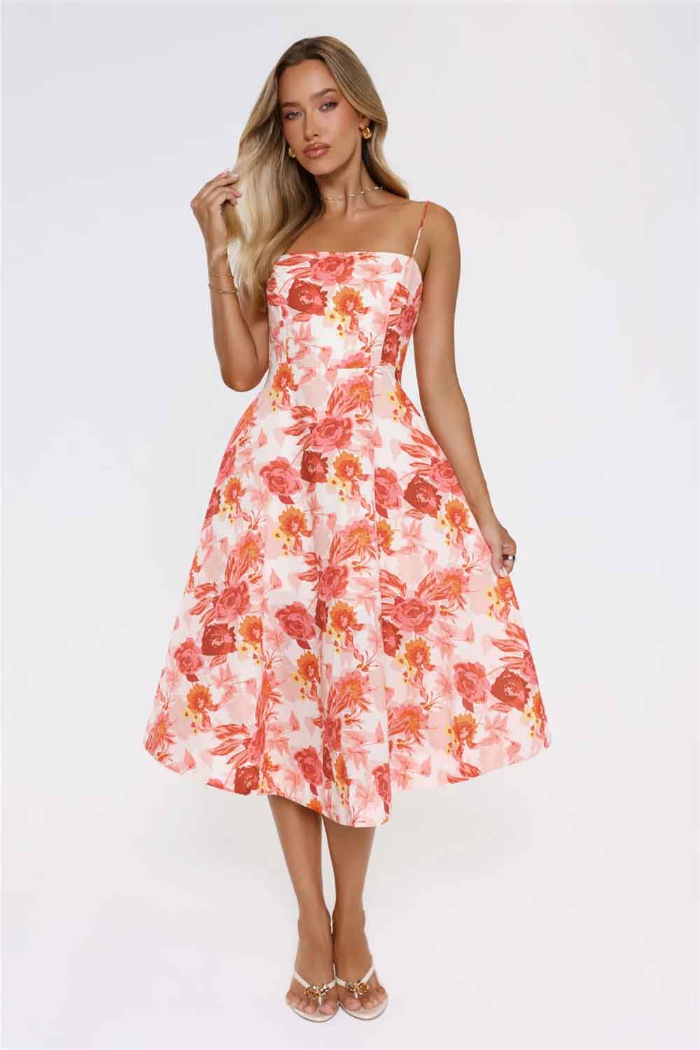 Vintage Find Midi Dress Orange Ri19